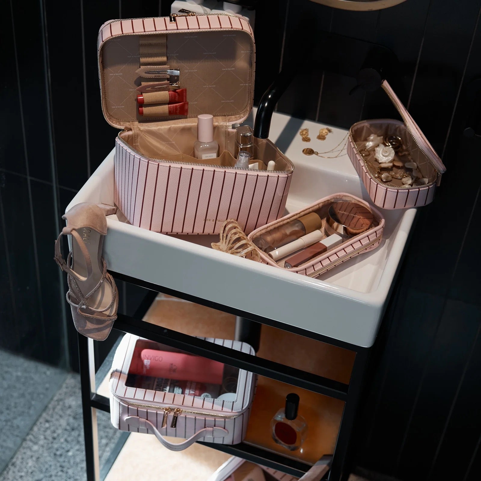 merlot pinstripe vanity case