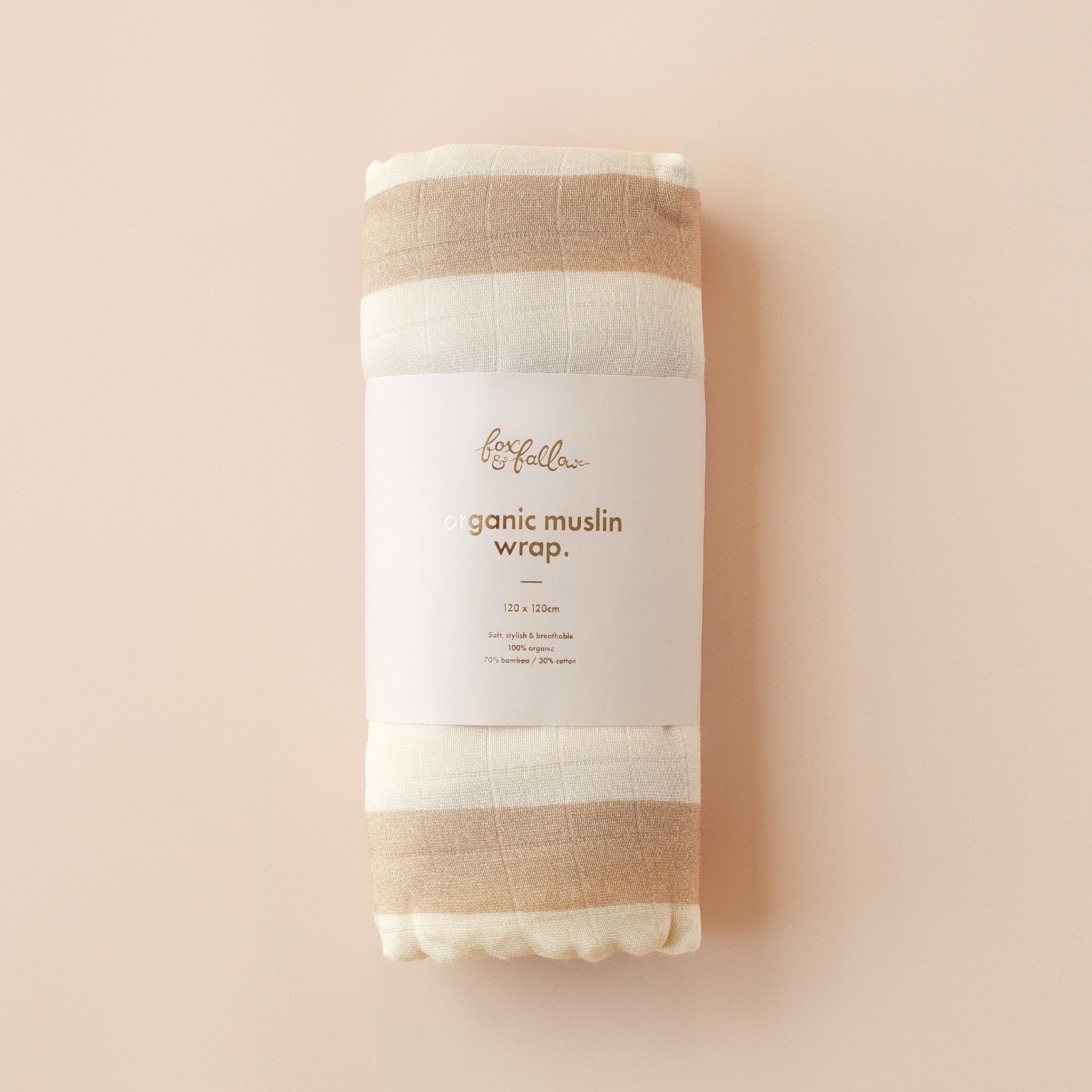 coffee stripe / caramel check organic muslin wrap set