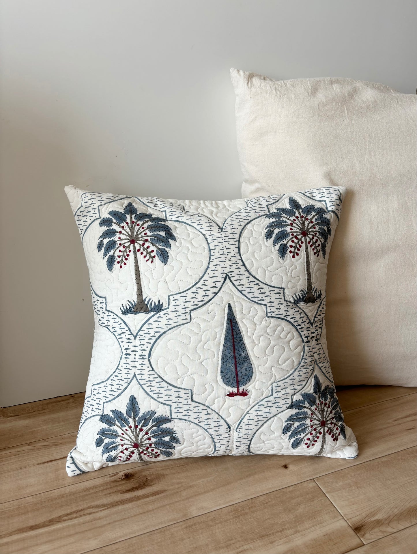 palm arabian quilted cushion cover