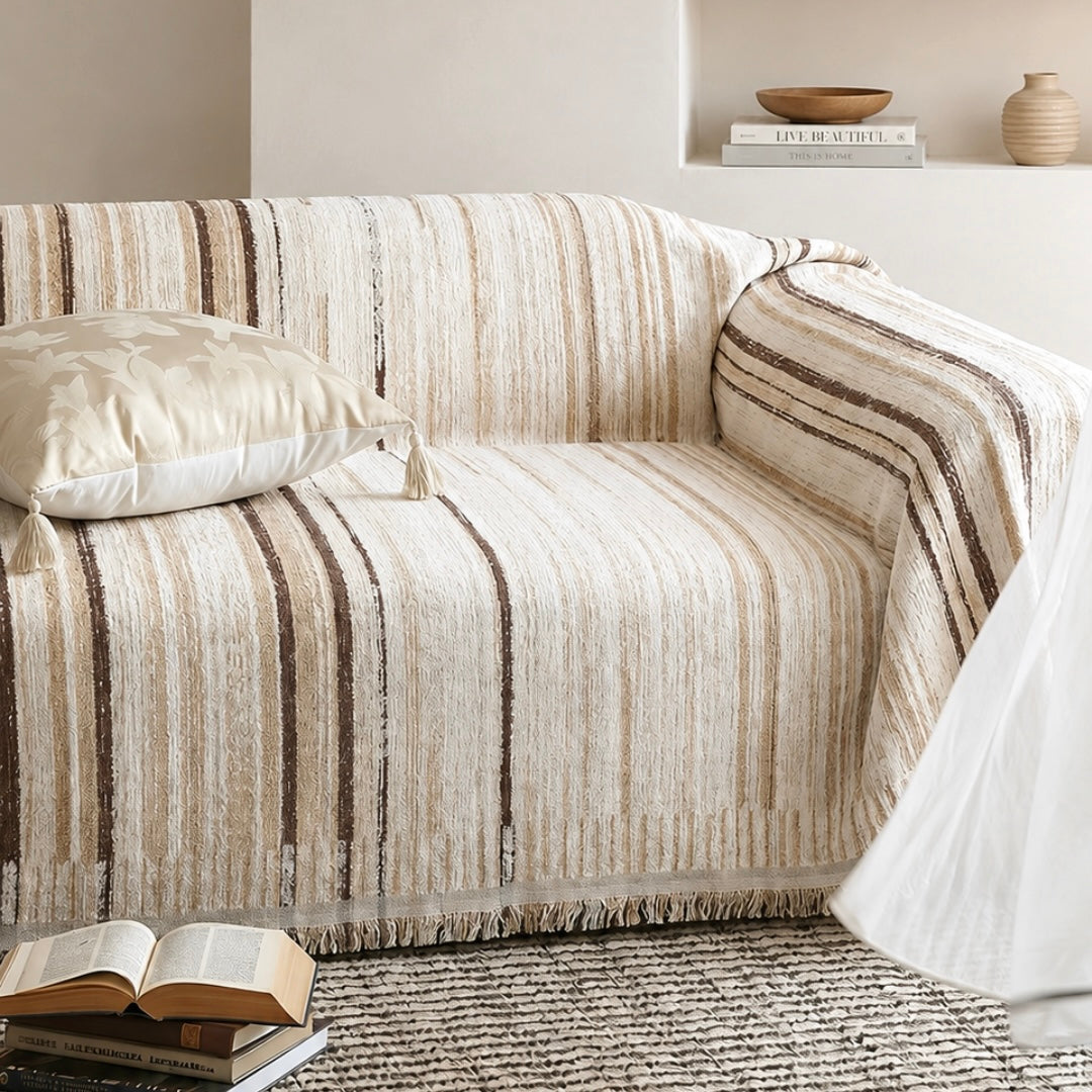natural stripe sofa cover