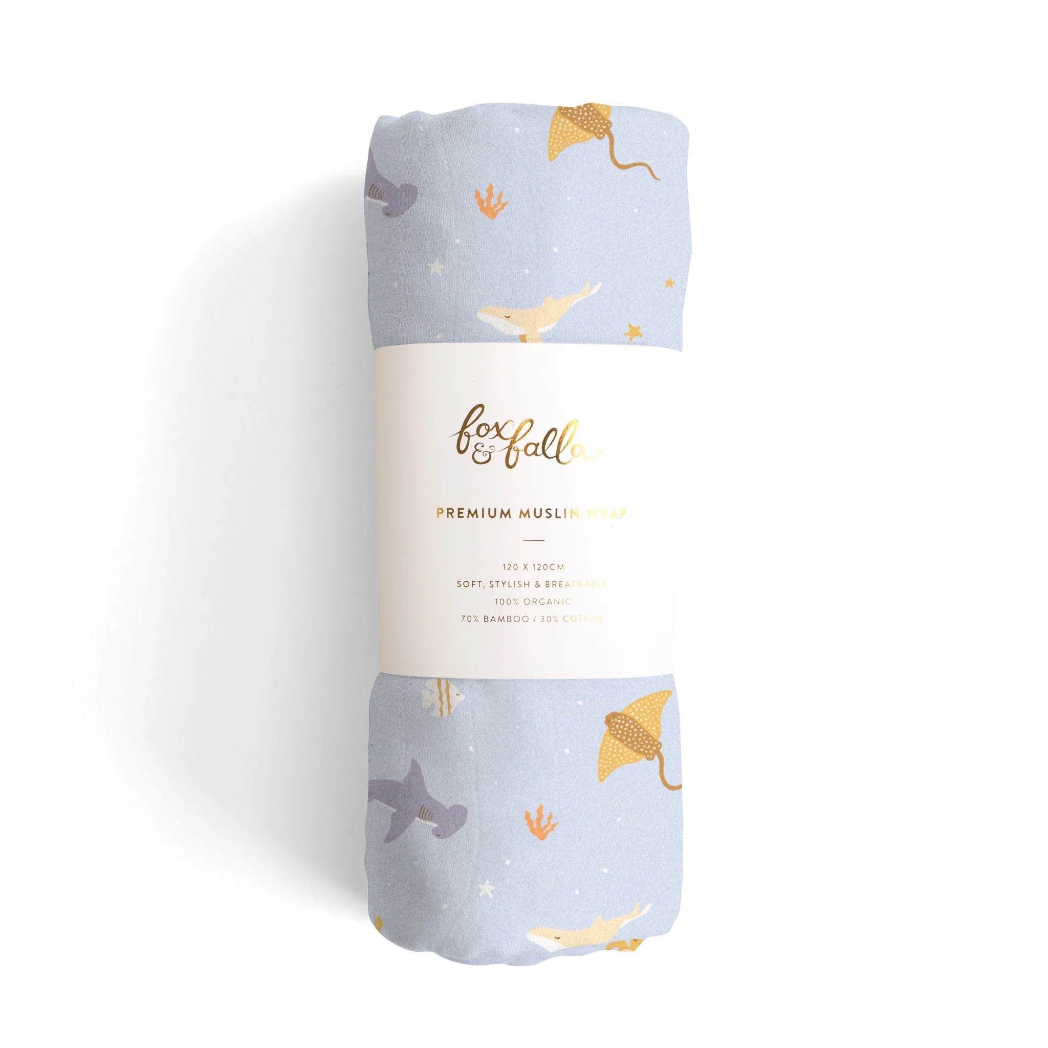 【即納可】ocean creatures sky organic muslin wrap swaddle