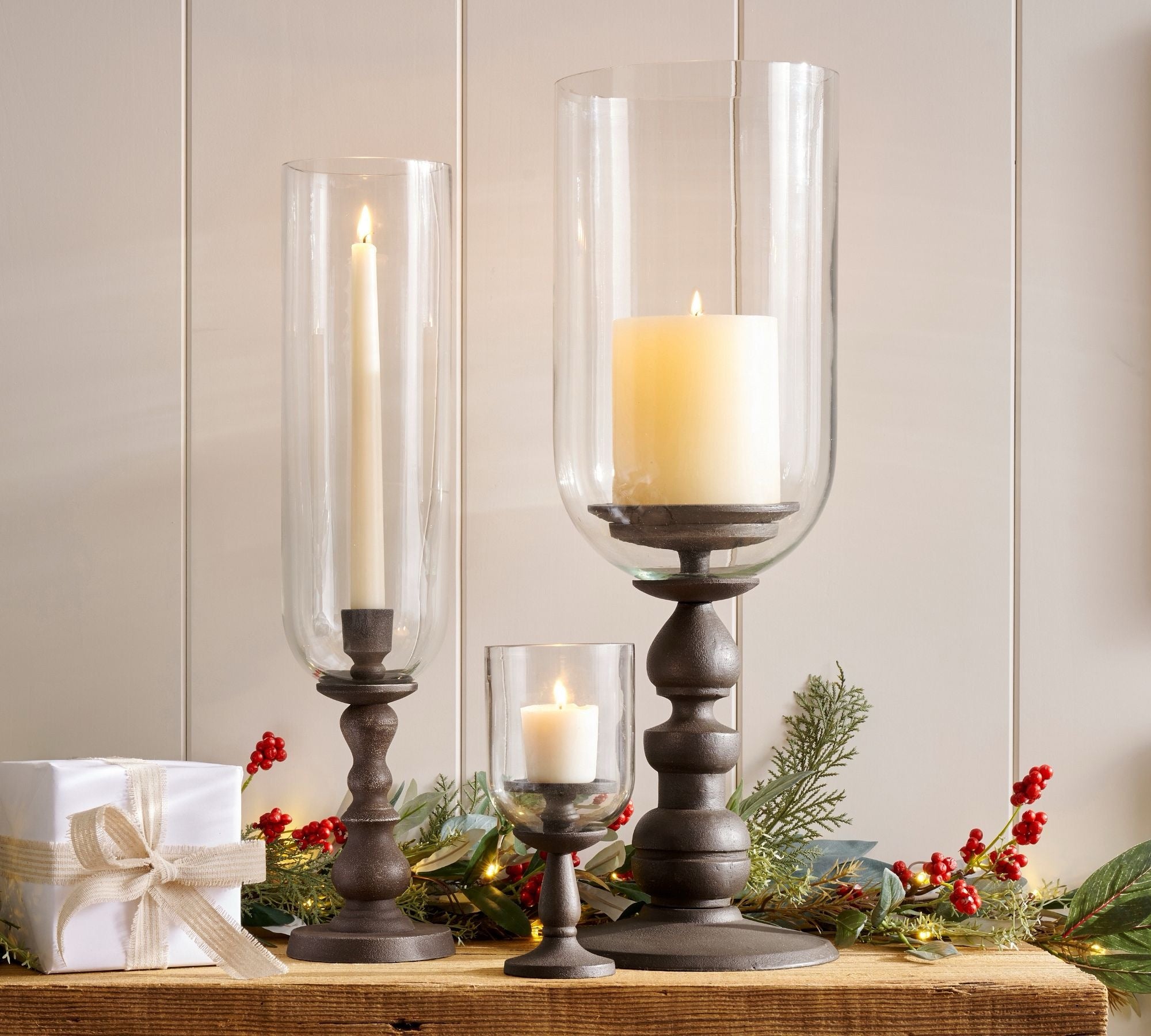 napa brass hurricane candle holder