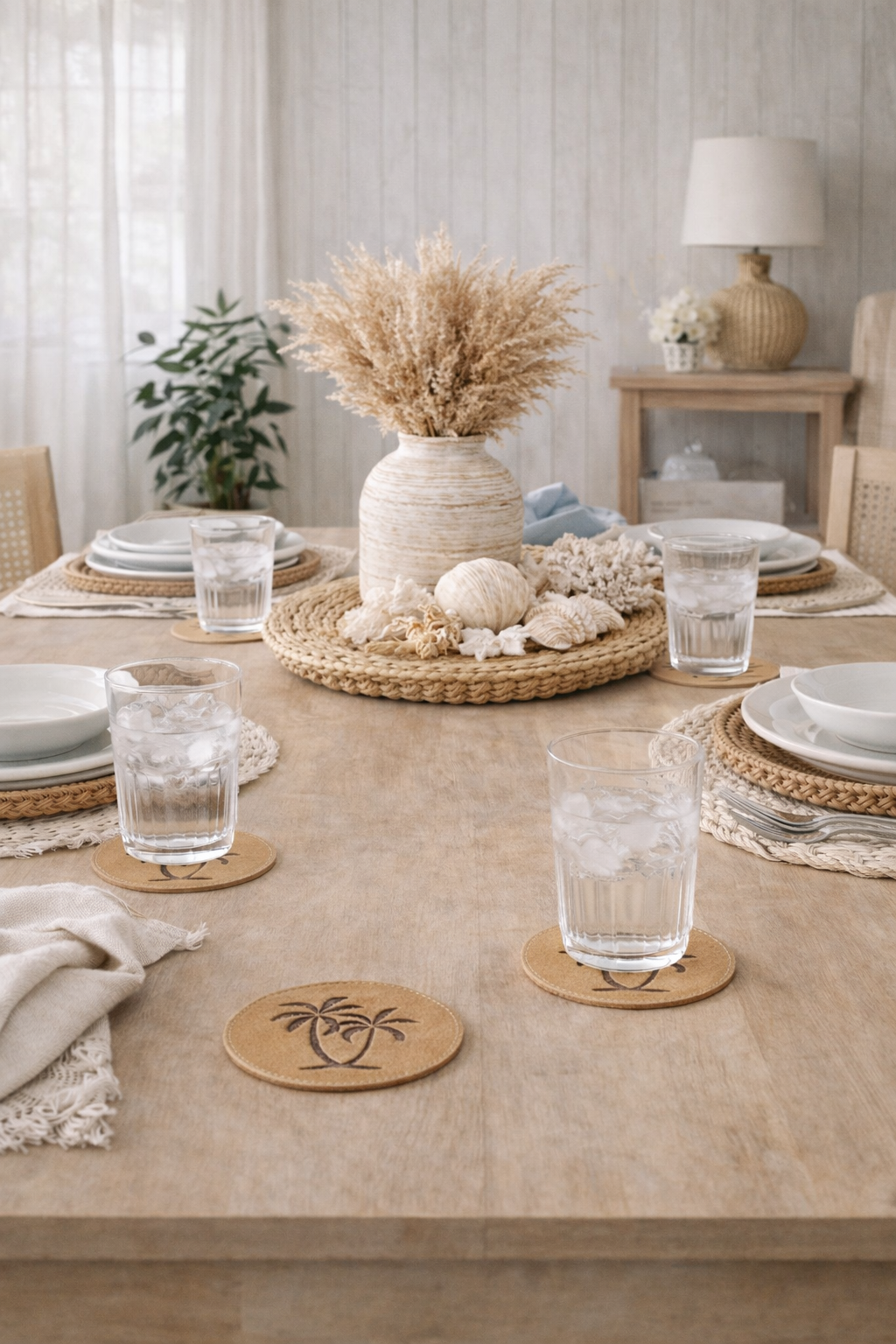 leather coasters palm set