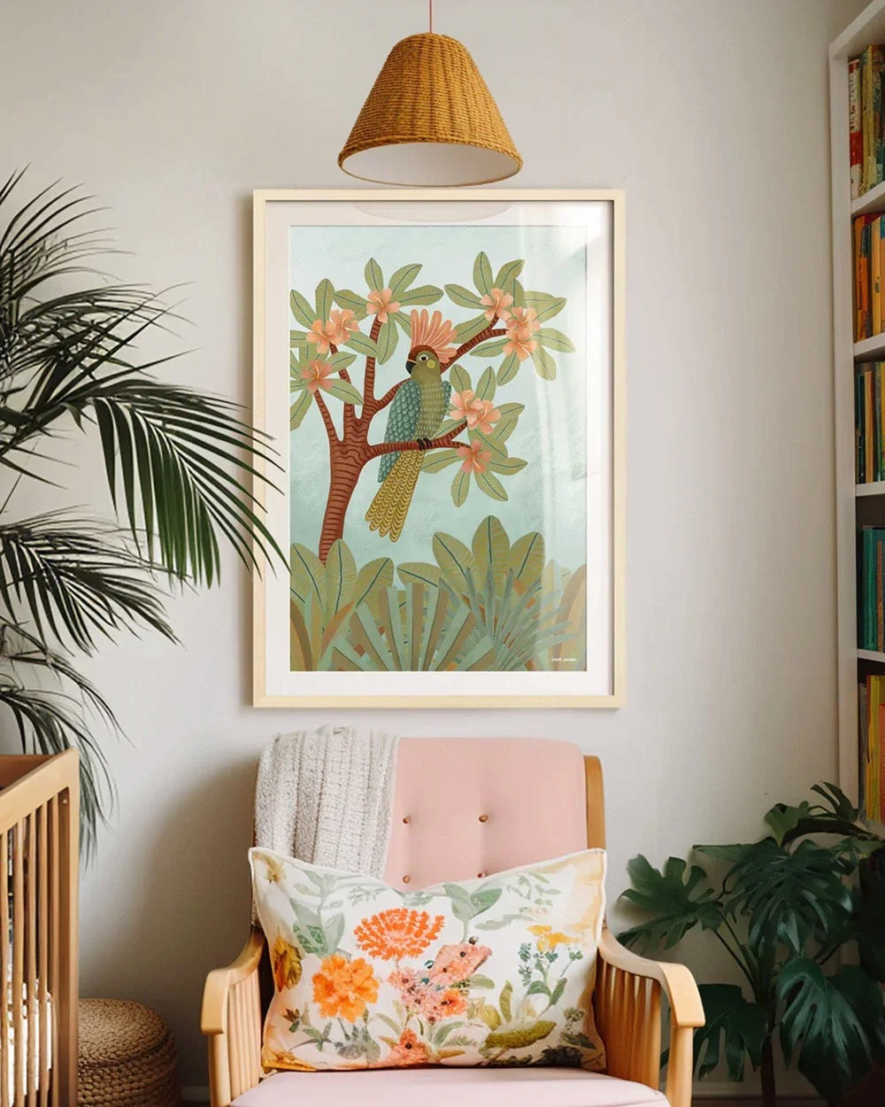 【karina jambrak art】parrot in hibiscus tree