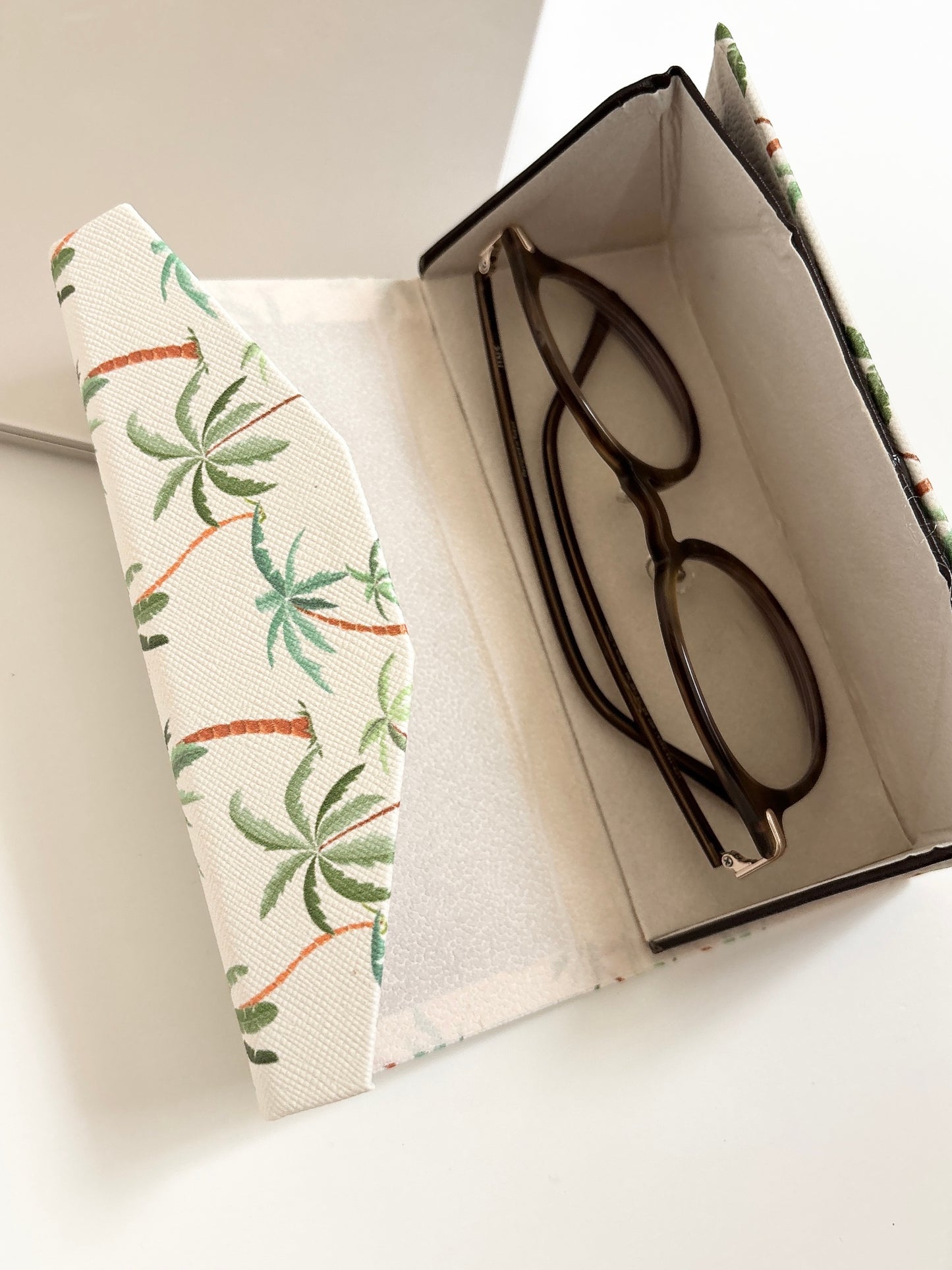 glasses case green palms