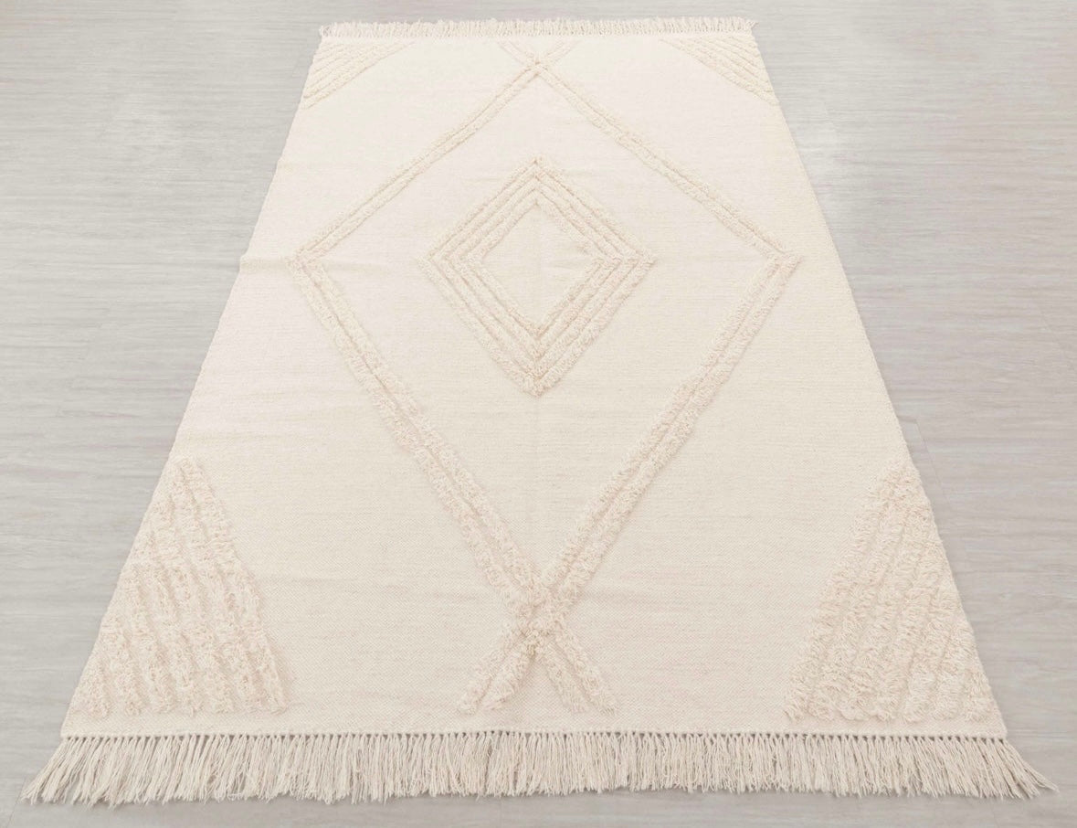 white wool moroccan rug