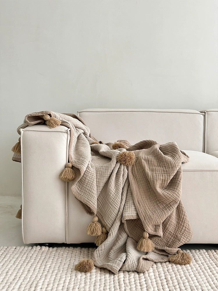 organic cotton tassel blanket