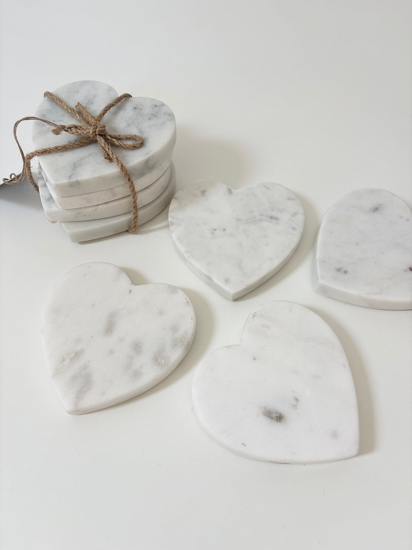 heart coaster white marble