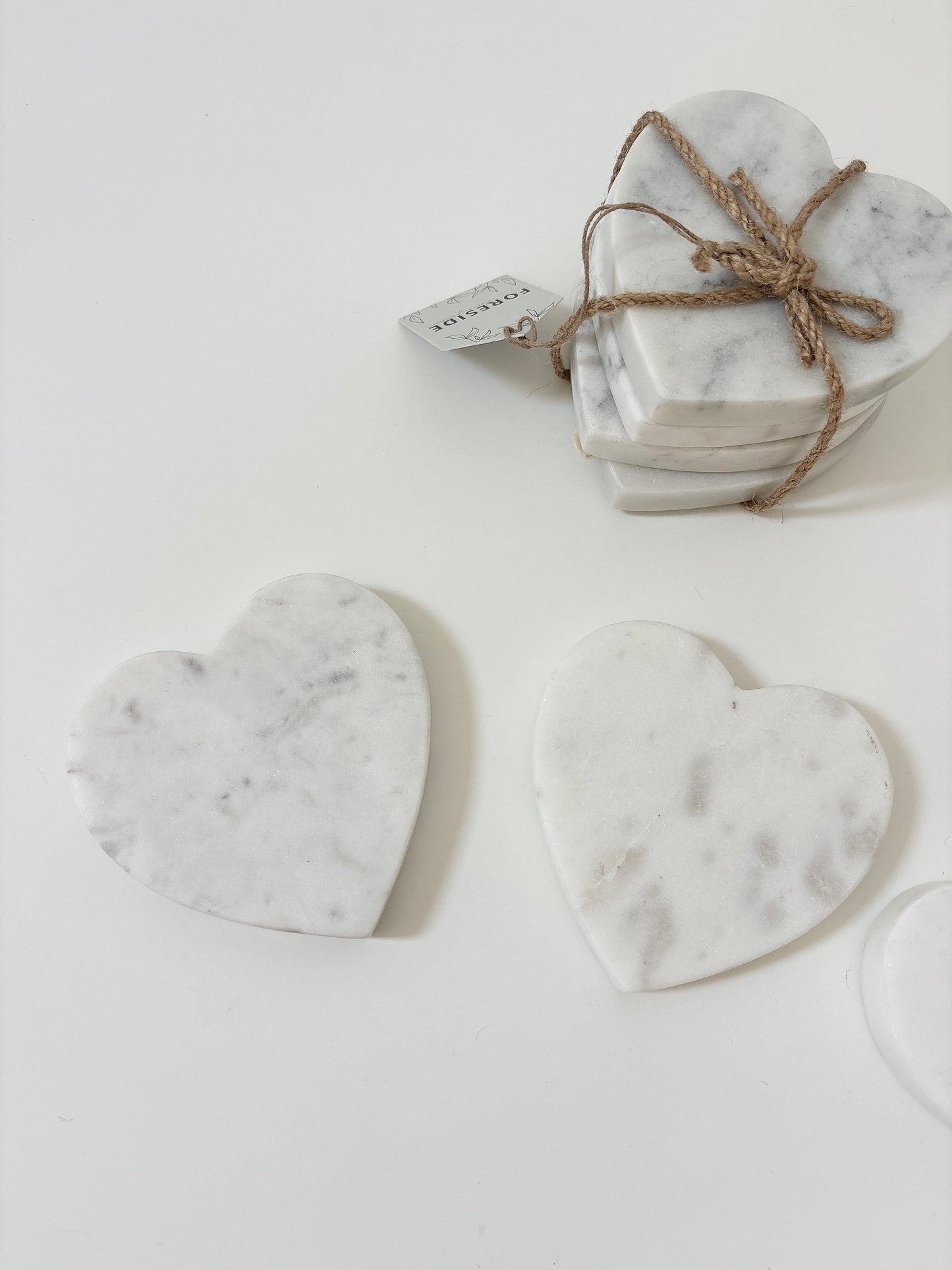 heart coaster white marble