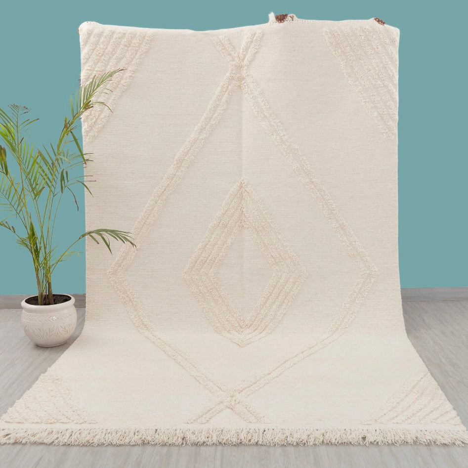 white wool moroccan rug