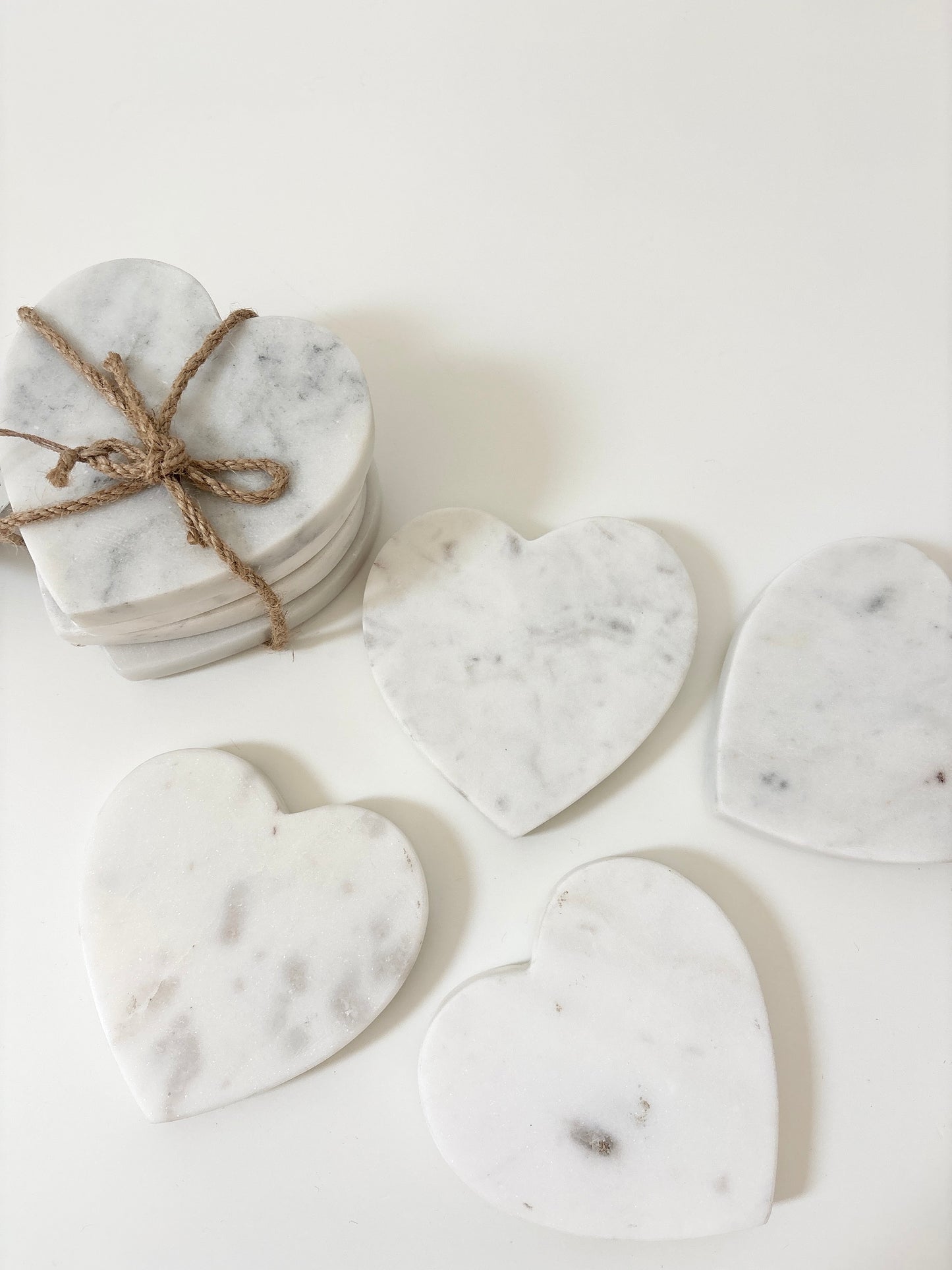 heart coaster white marble