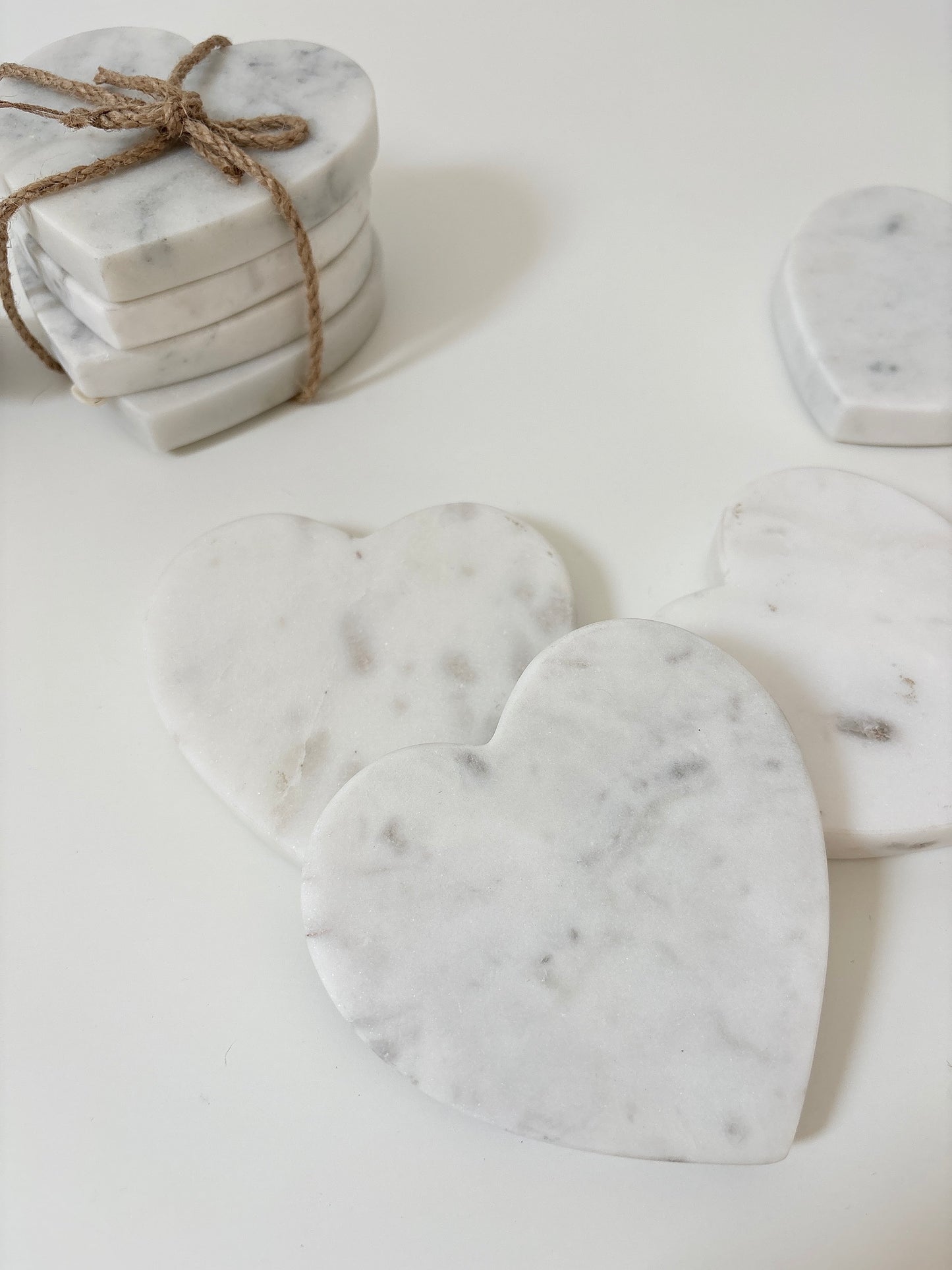 heart coaster white marble