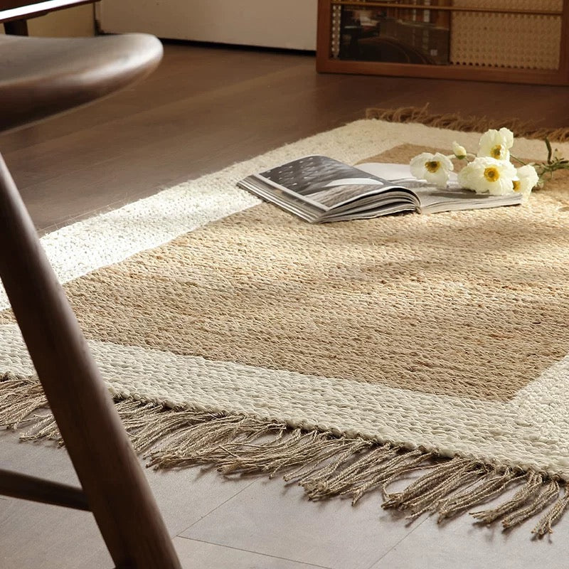 bicolor jute fringe mat