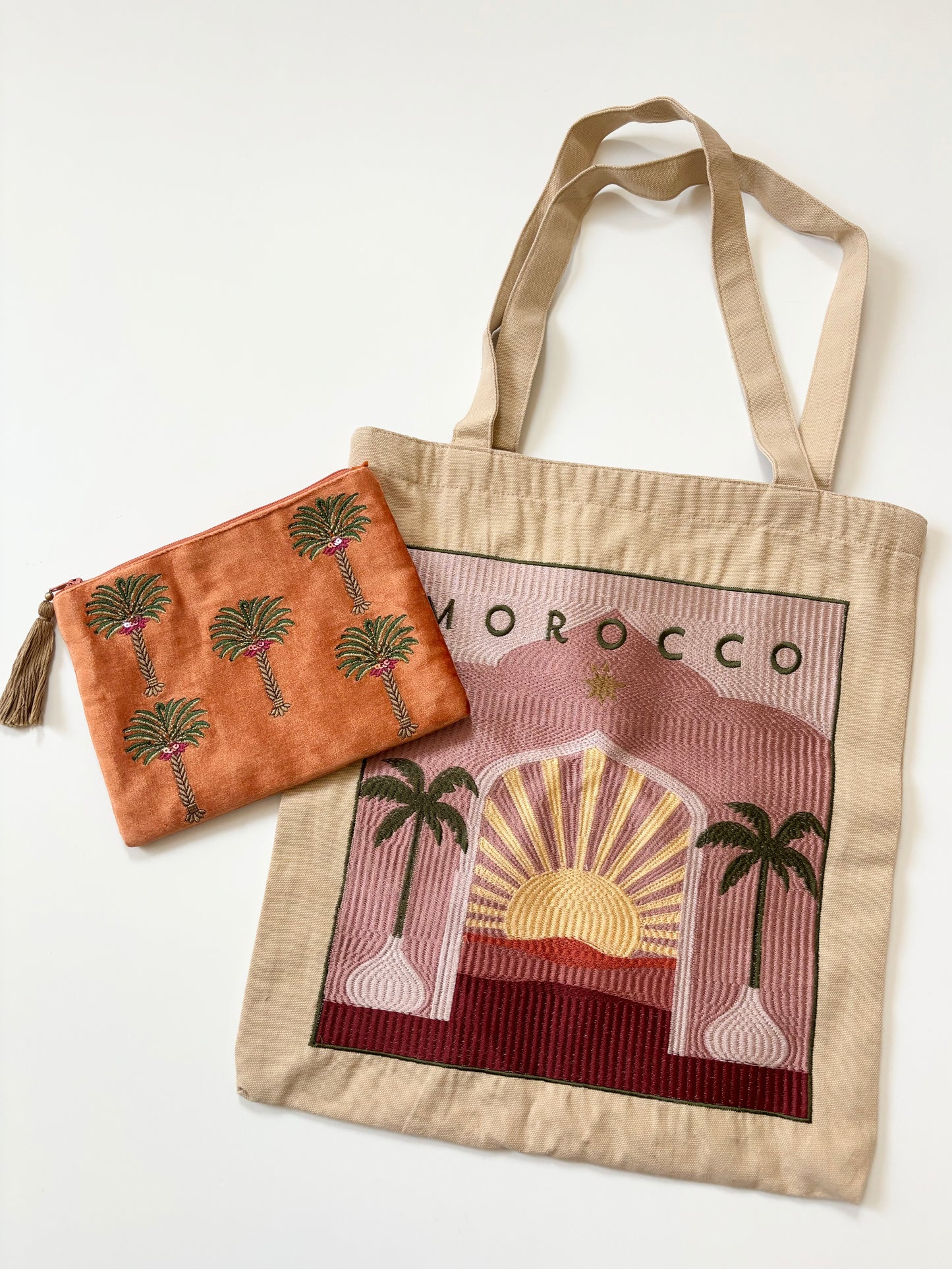 Morocco embroidered cotton bag