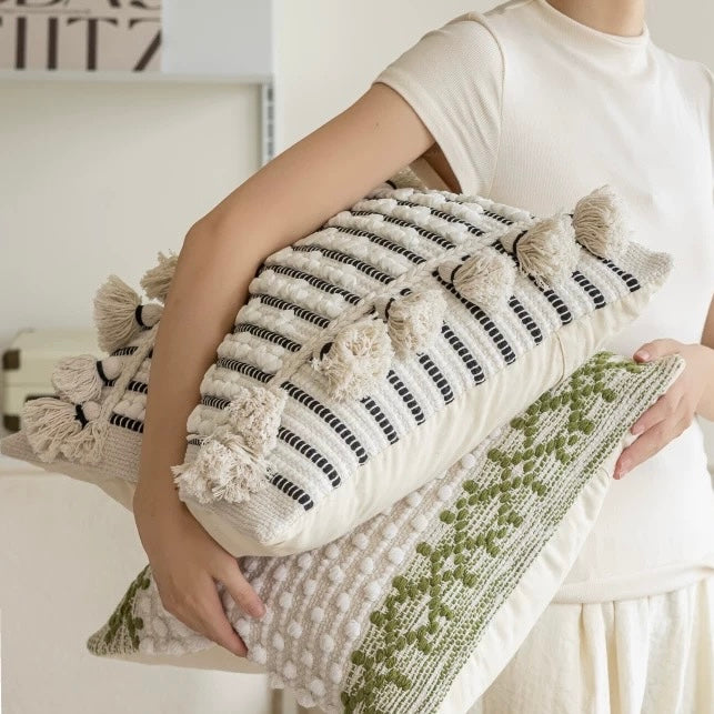 striped braided cushion cover
