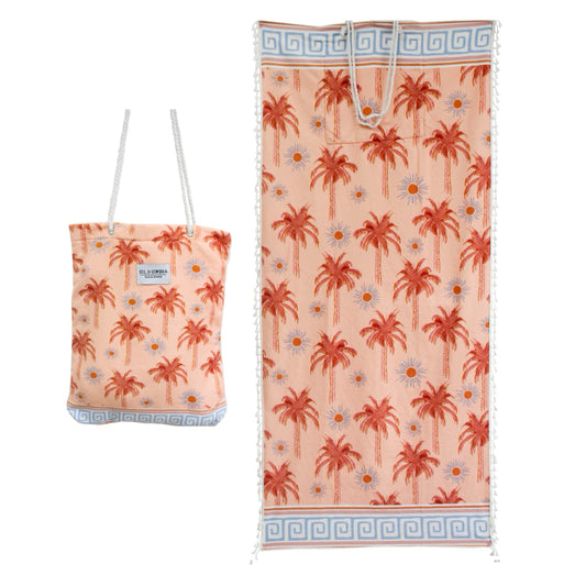 palms beach towel in bag
