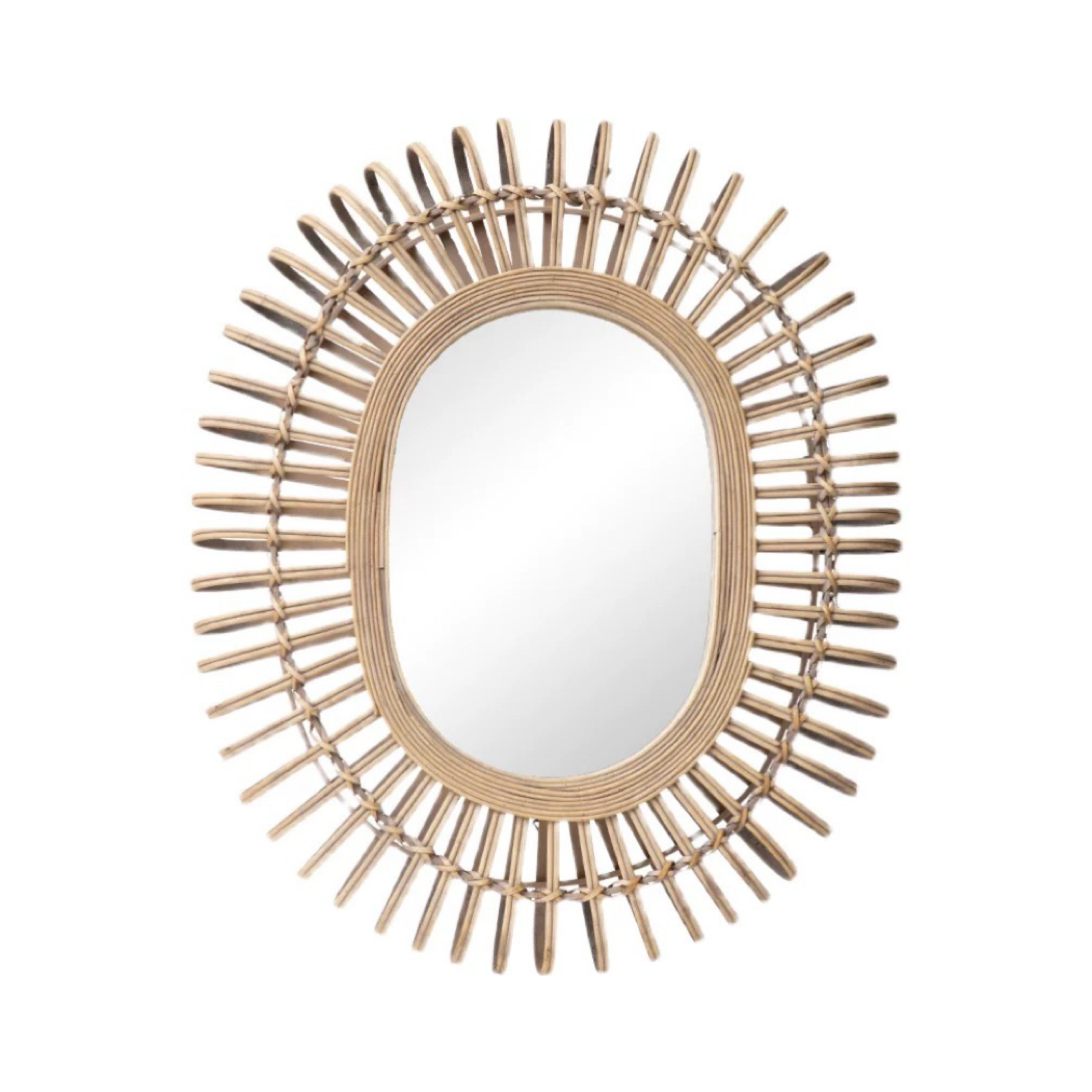 rattan balloon mirror