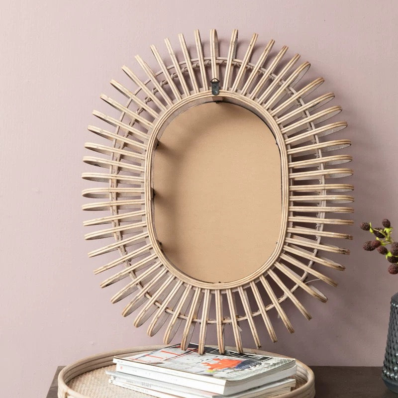 rattan balloon mirror