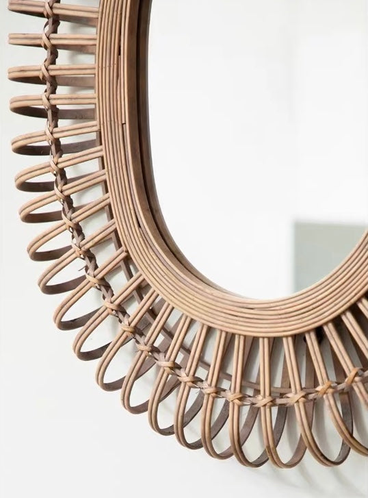 rattan balloon mirror