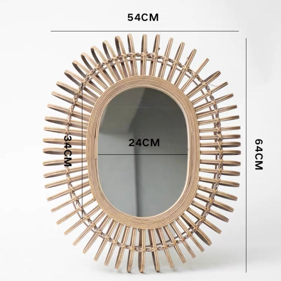 rattan balloon mirror