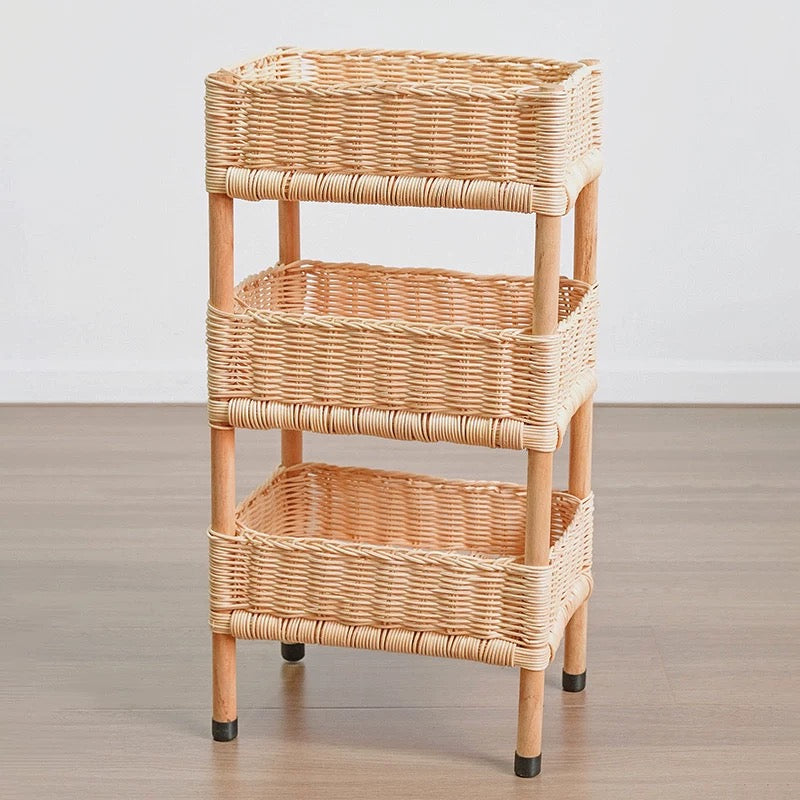 rattan wood rack