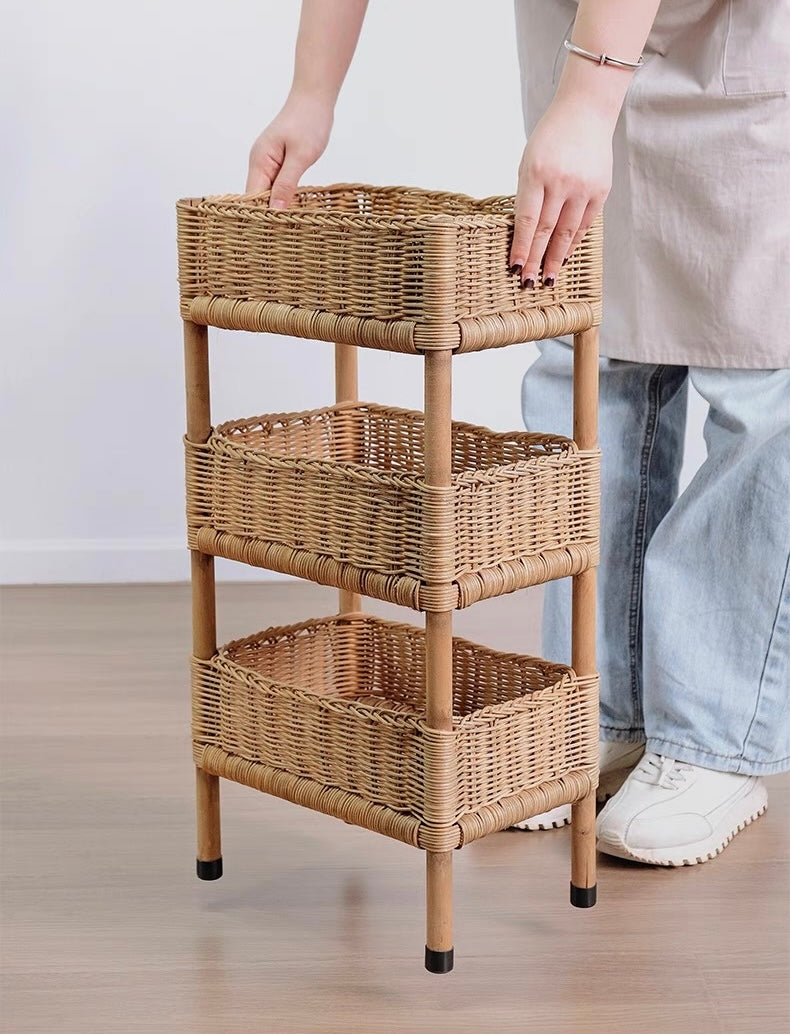 rattan wood rack