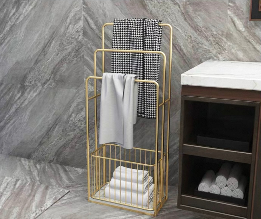 towel&basket gold rack