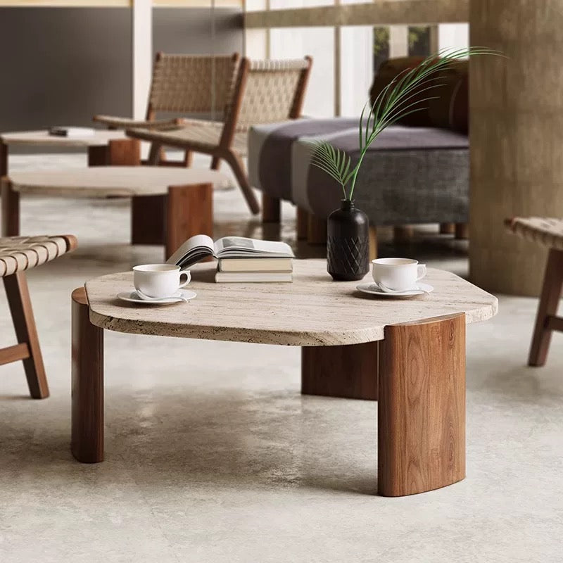 travertine hexagon low table