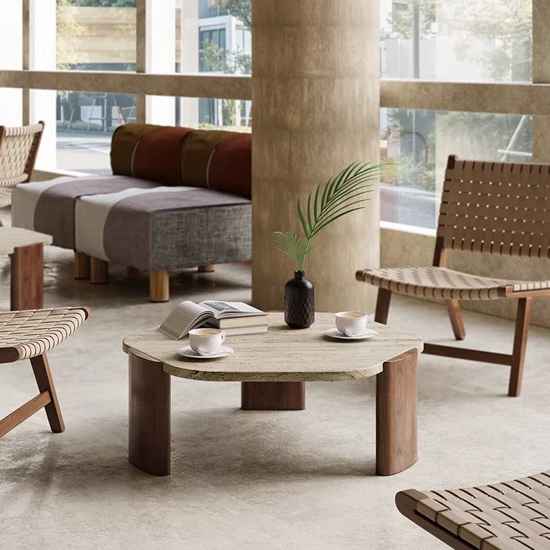travertine hexagon low table
