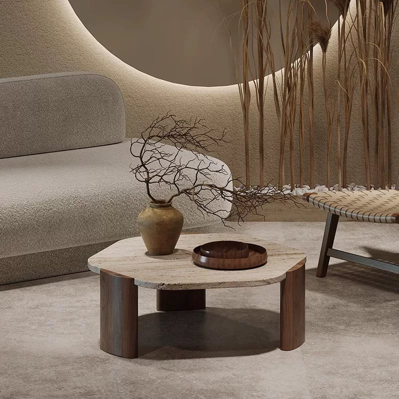 travertine hexagon low table