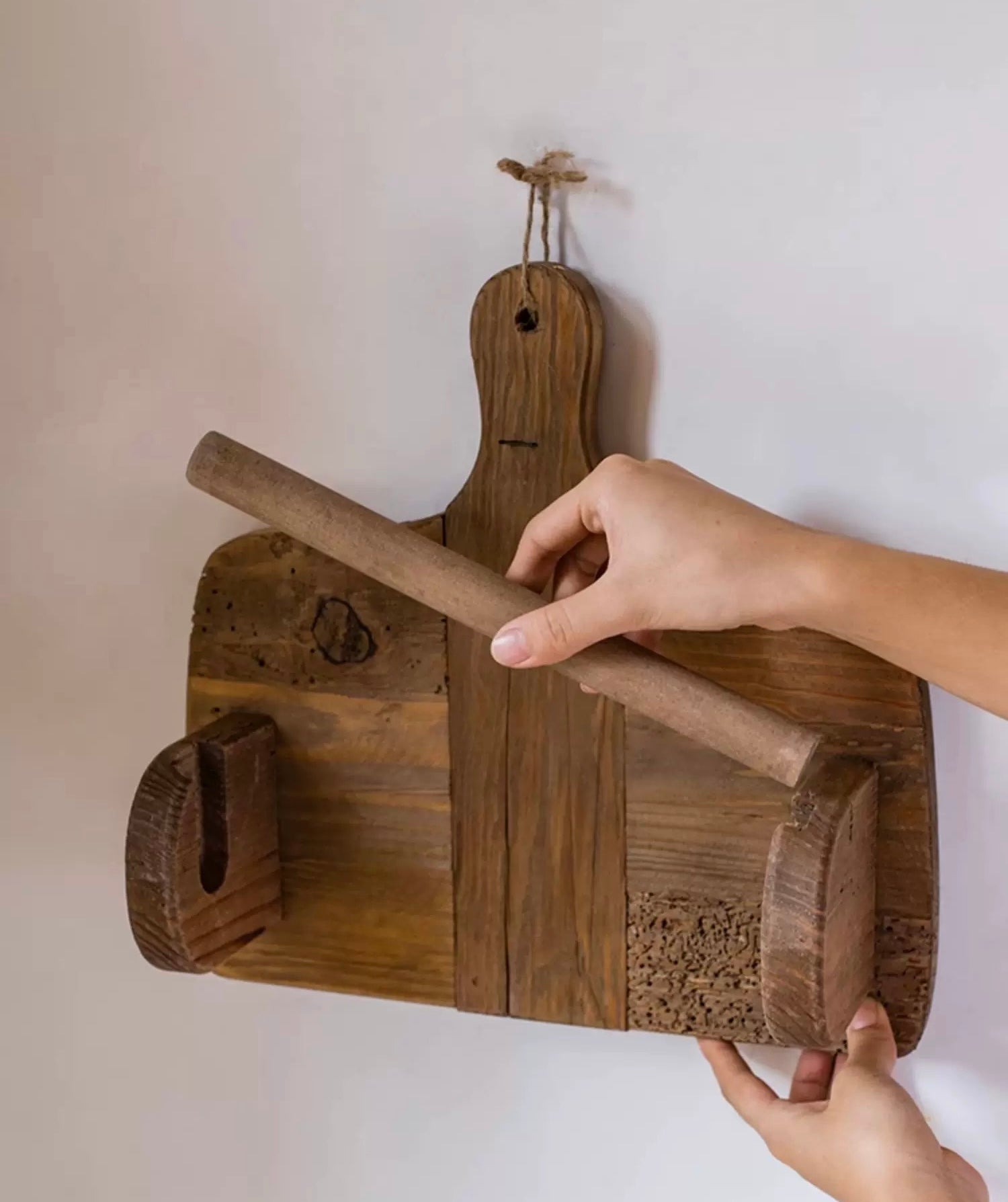vintage wood hanging holder