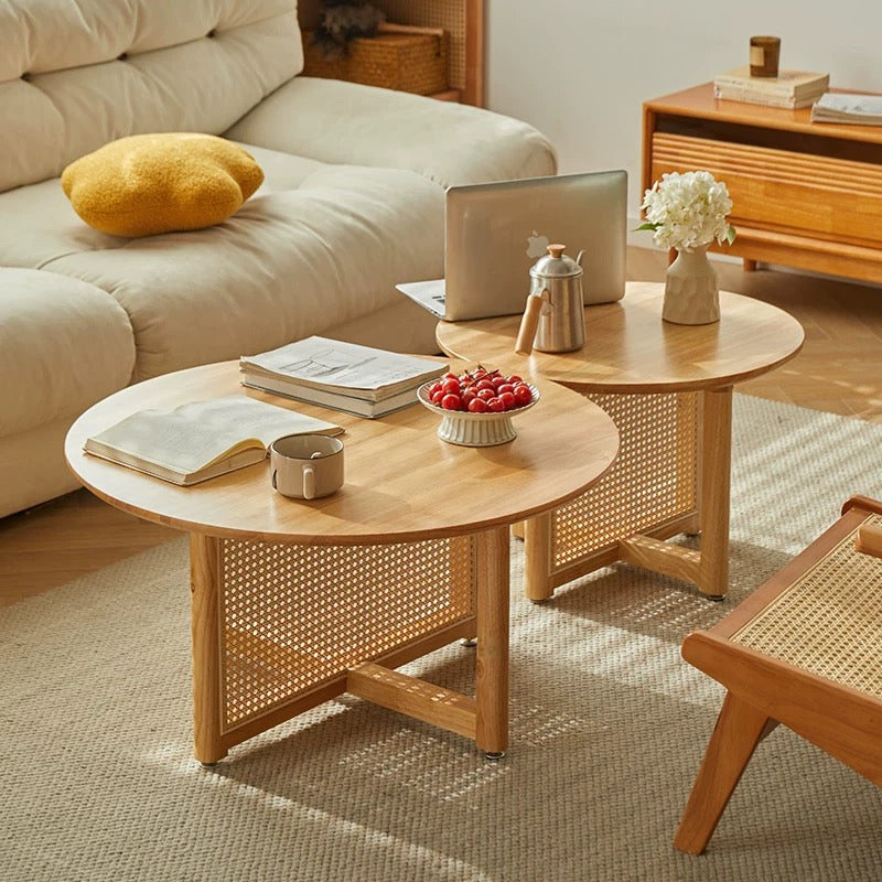 round rattan low table