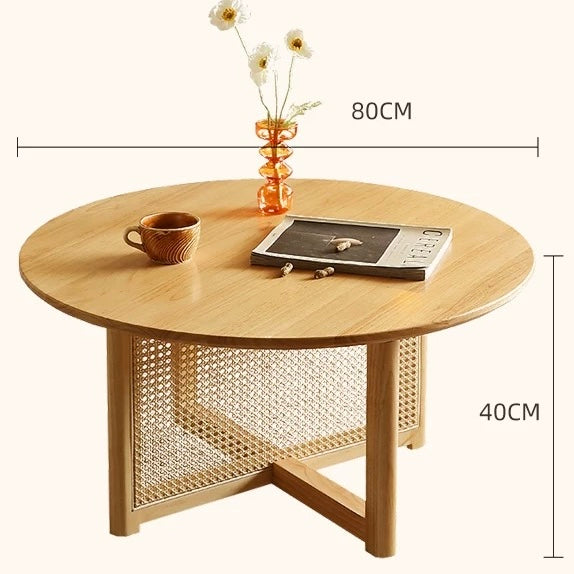 round rattan low table