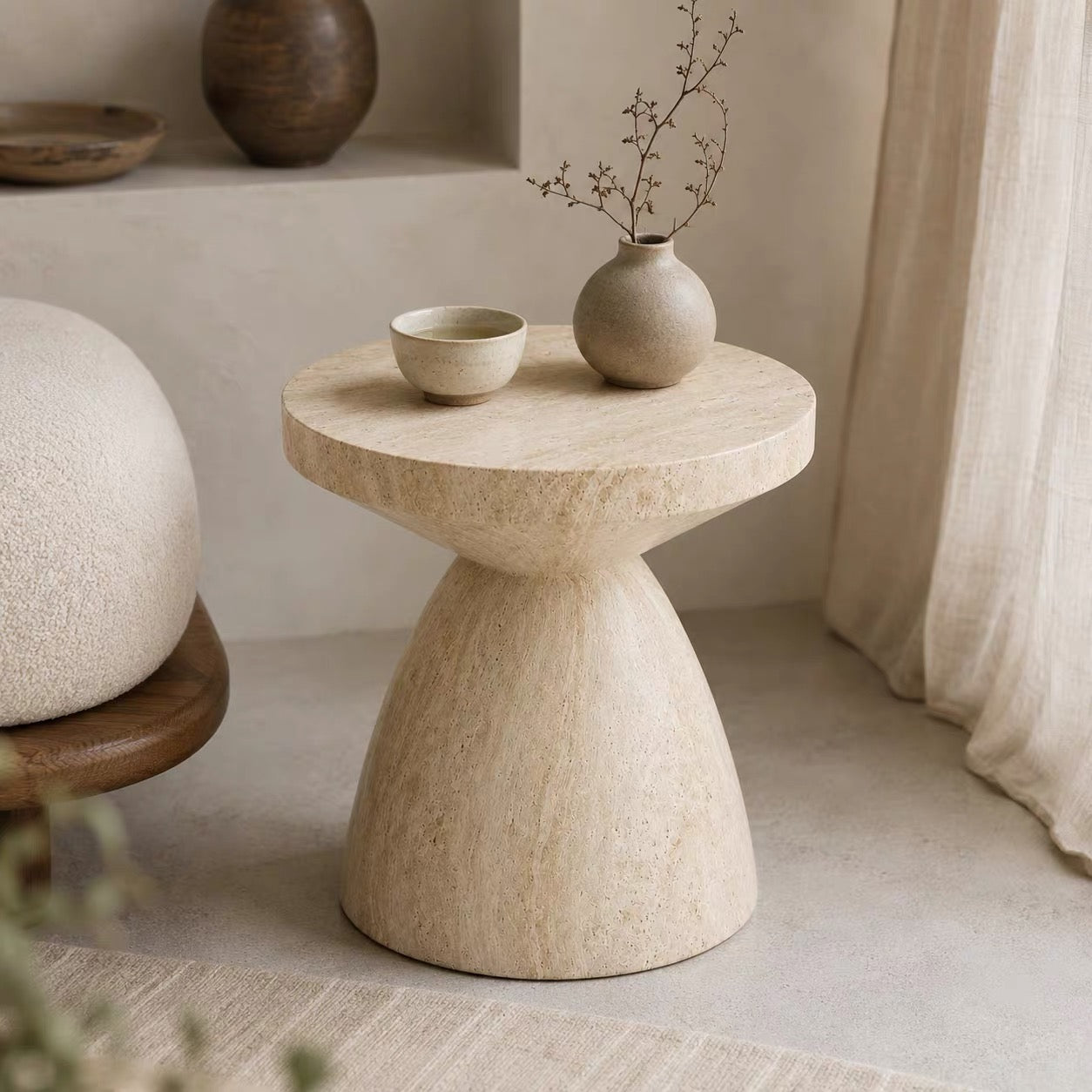 stone look accent side table