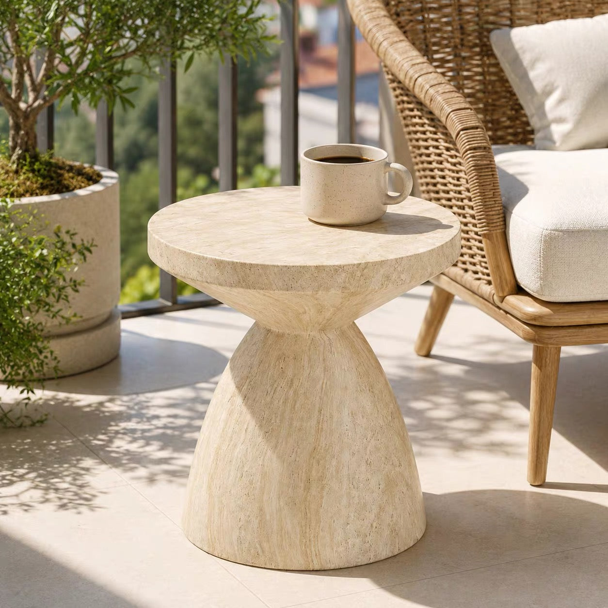 stone look accent side table