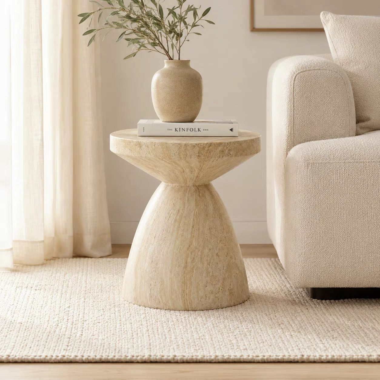 stone look accent side table