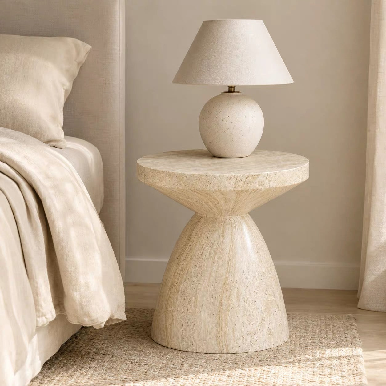 stone look accent side table