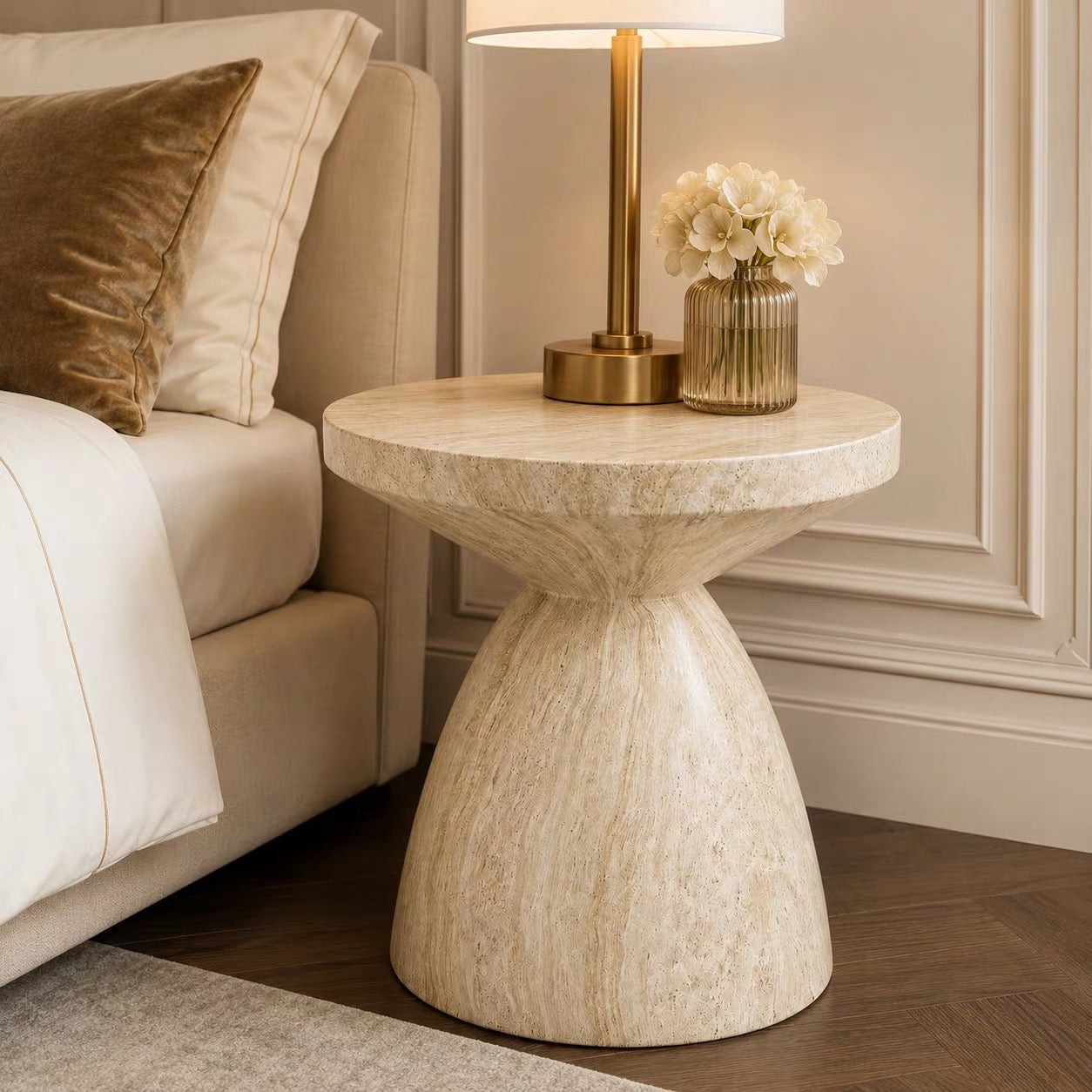 stone look accent side table