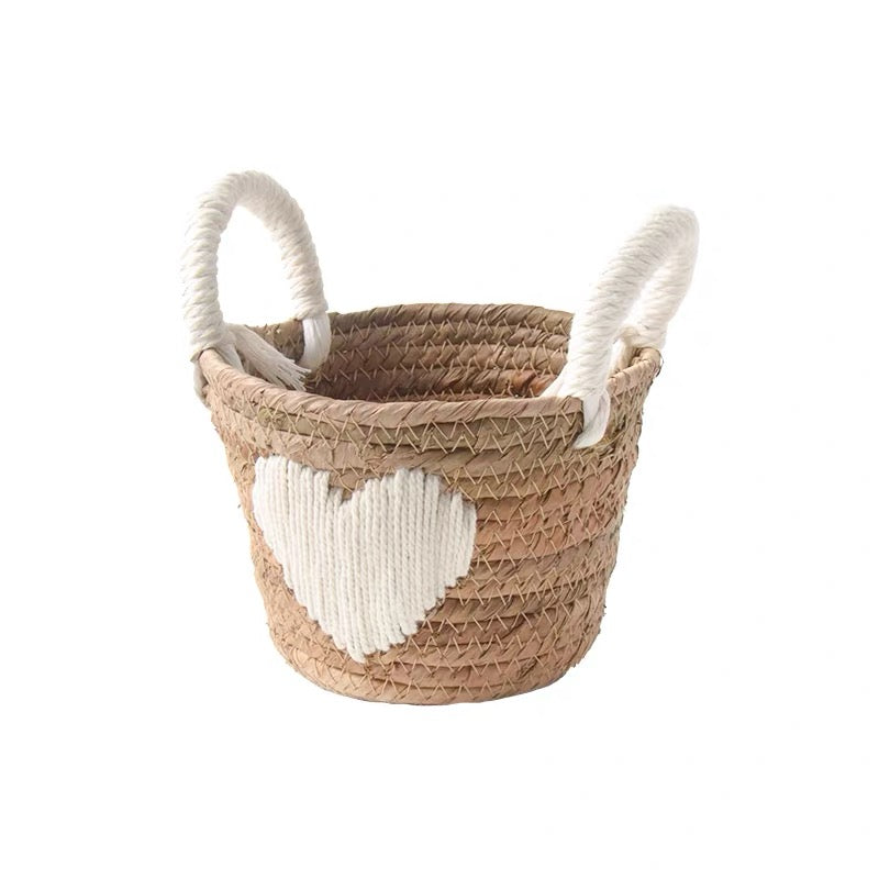 heart woven storage basket