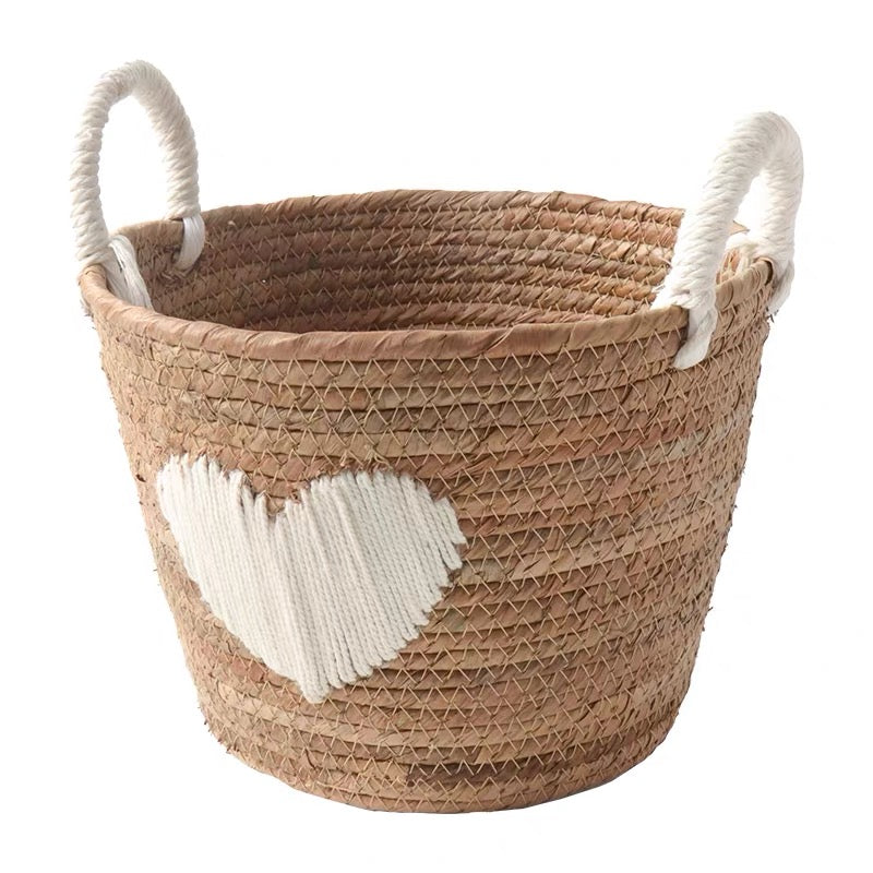 heart woven storage basket