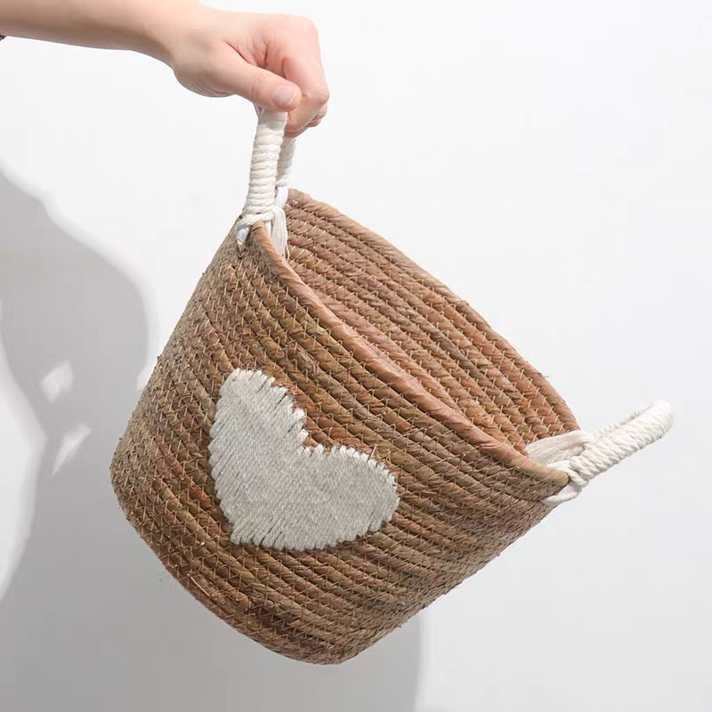 heart woven storage basket