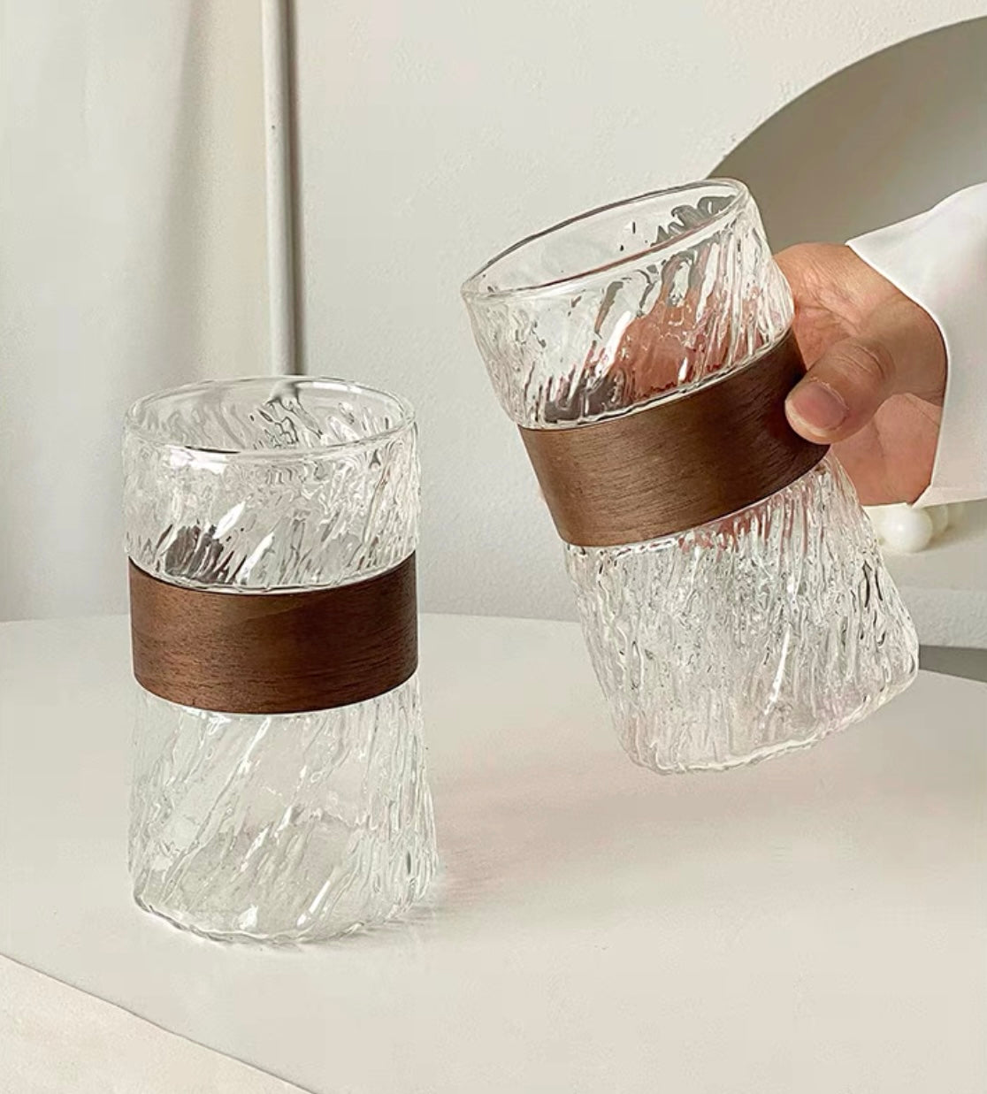 luxe wood glass