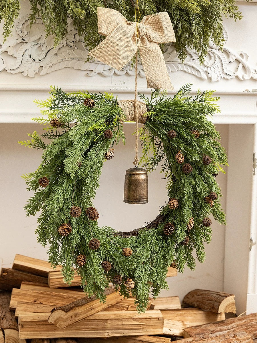 boho ribbon bell wreath