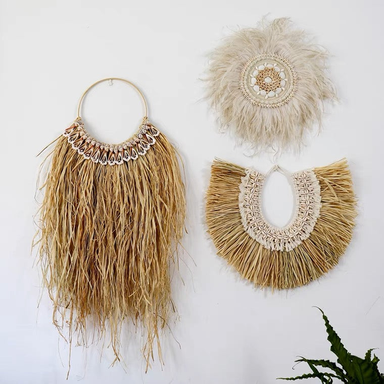 fluffy feather shell wall decor
