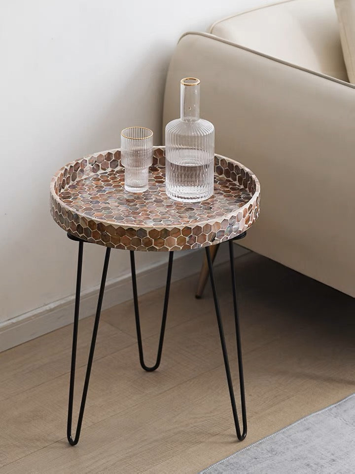 shell iron side table