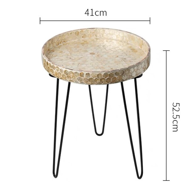 shell iron side table