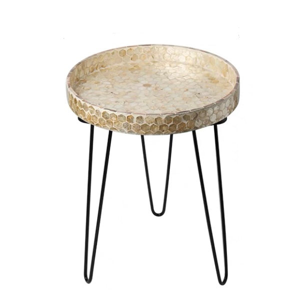 shell iron side table