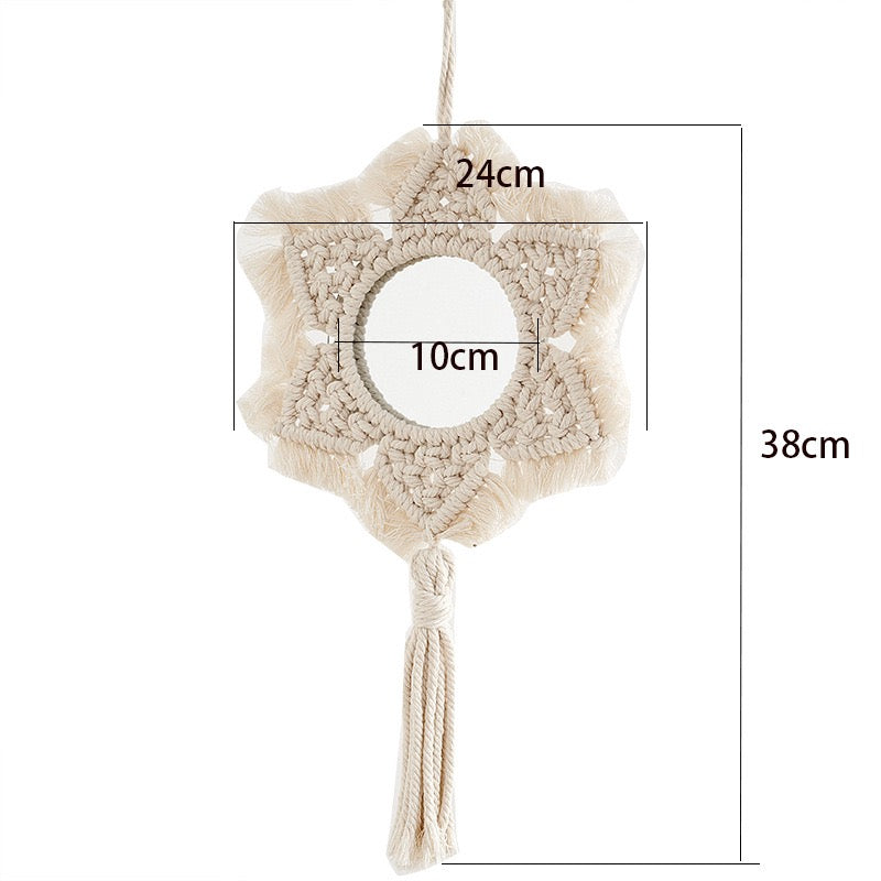 macrame flower mirror