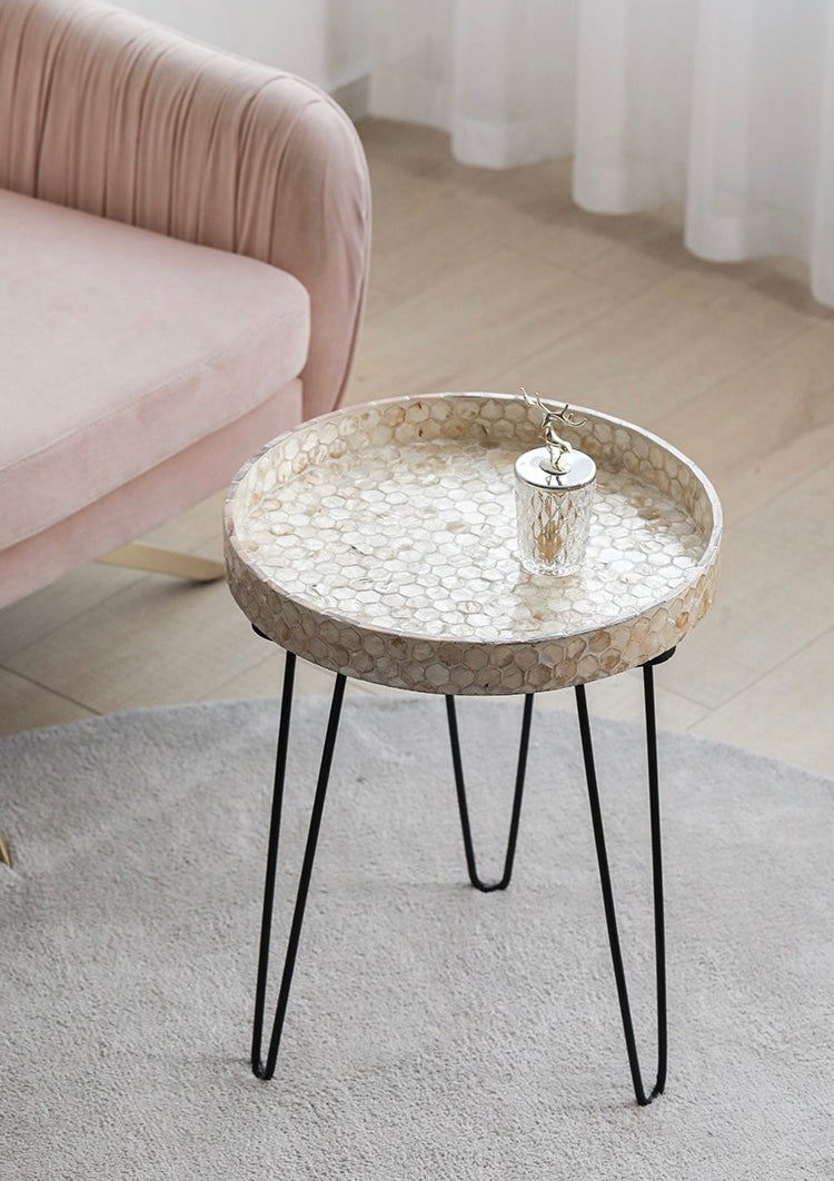 shell iron side table