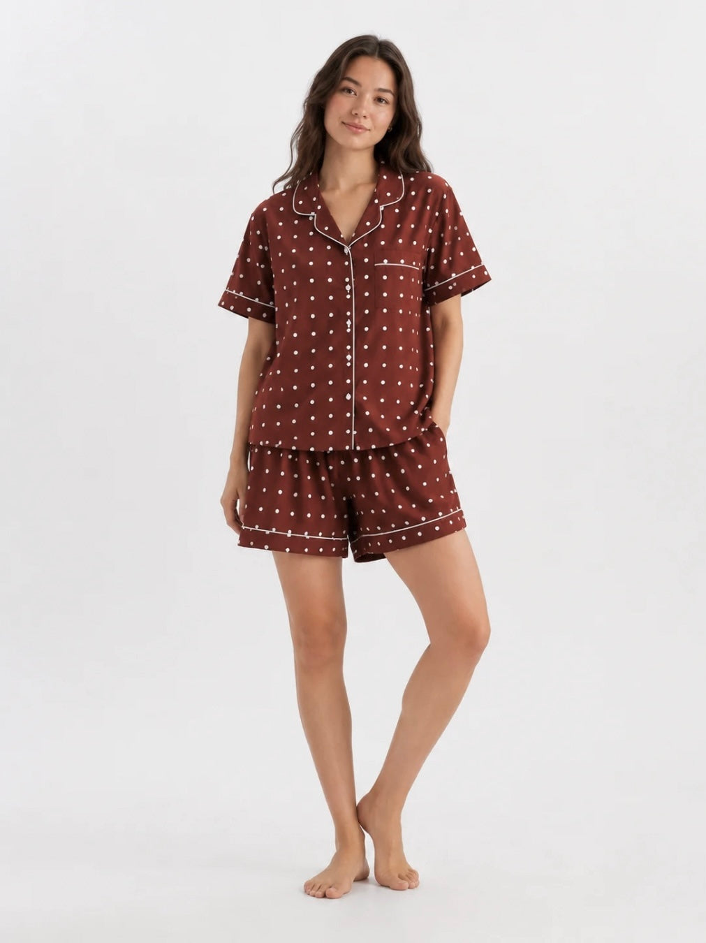 【即納】polka dot pajama set-brown